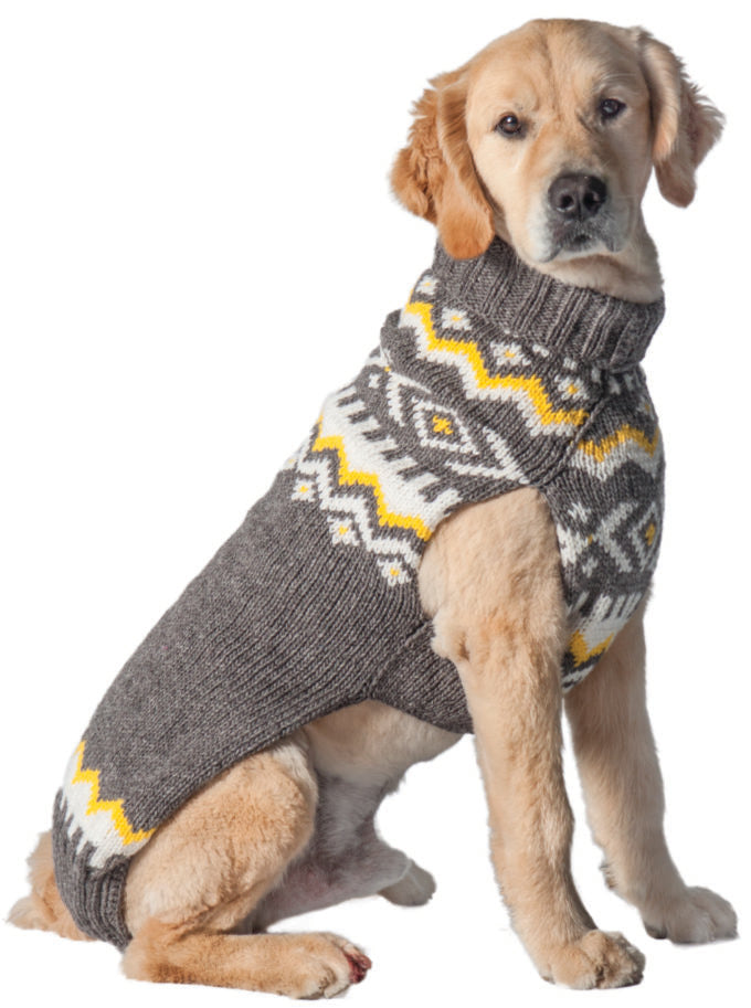 GREY NORDIC WOOL DOG SWEATER