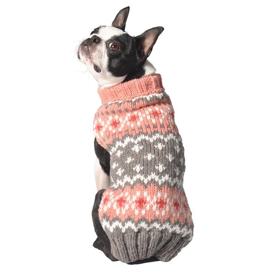 PEACH FAIRISLE DOG SWEATER, Sweaters - Bones Bizzness