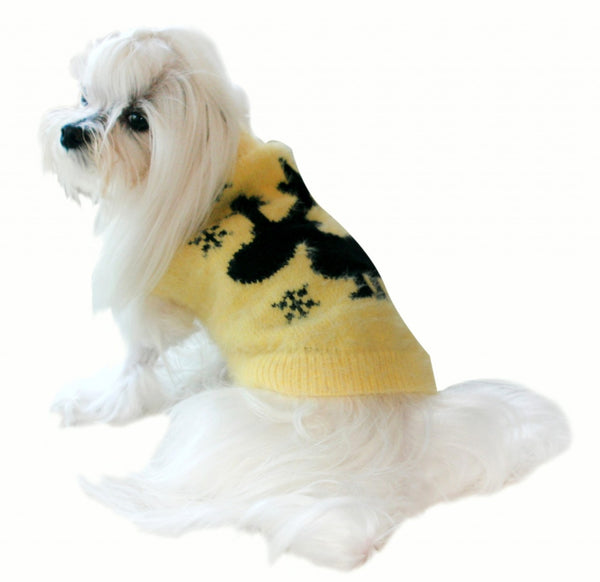 YELLOW FEATHER-SOFT MOOSE DOG SWEATER, Sweaters - Bones Bizzness