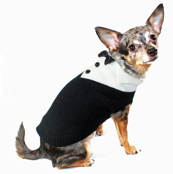 BLACK TUX DOG SWEATER, Sweaters - Bones Bizzness