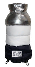 SILVER/WHITE/NAVY COLORBLOCK PUFFER