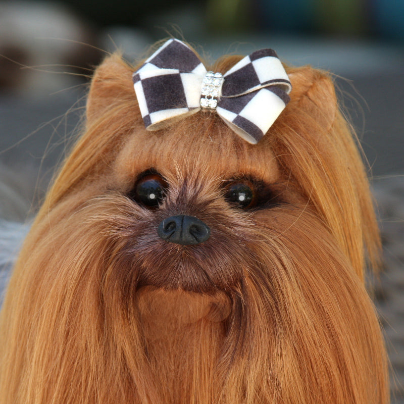 WINDSOR CHECK NOUVEAU BOW DOG HAIR BOW, HAIR BOW - Bones Bizzness