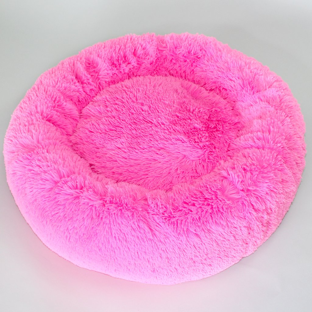 FUSCHIA CUDDLE SHAG DOG BED