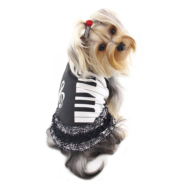 PIANO DOG DRESS W/RUFFLES, DRESS - Bones Bizzness