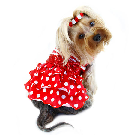 SPARKLING BLOW RUFFLED LAYERED DOG DRESS, DRESS - Bones Bizzness