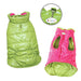 REVERSIBLE PARKA VEST W/ RUFFLE TRIM DOG COAT - LIME/PINK, Coats - Bones Bizzness