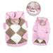 ARGYLE HOODIE DOG SWEATER W/ POM POM - PINK, Sweaters - Bones Bizzness