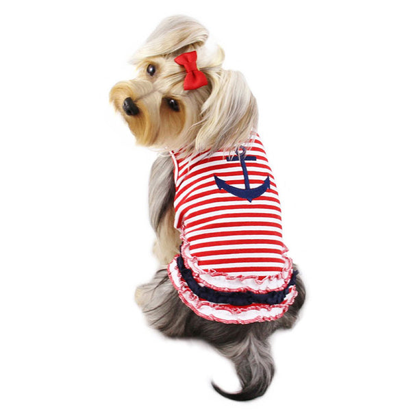 CUTE STRIPY SAILOR DOG SHIRT W/ RUFFLES, Shirts Tanks & Tees - Bones Bizzness