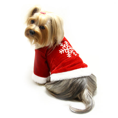 SPARKLING SILVER SNOWFLAKES VELOUR HOLIDAY DOG SHIRT, Shirts Tanks & Tees - Bones Bizzness