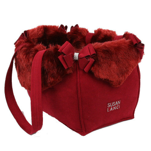 SUSAN LANCI BURGUNDY FOX NOUVEAU BOW DOG CARRIER - LIMITED EDITION, Carriers - Bones Bizzness