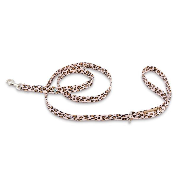 PINK CHEETAH COUTURE CRYSTAL PAWS DOG LEASH, Leash - Bones Bizzness