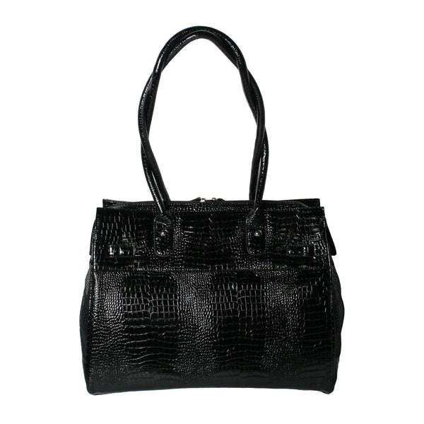 EMBOSSED CROCO MONACO DOG TOTE - CROC BLACK, Carriers - Bones Bizzness