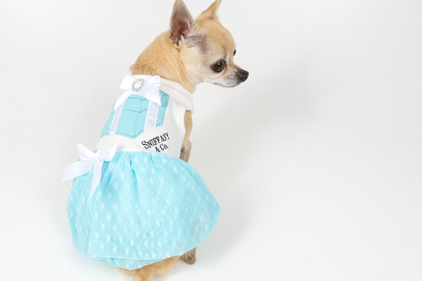 SNIFFANY LOVE GIFT BOX BLUE HEART DOG DRESS, Dress - Bones Bizzness
