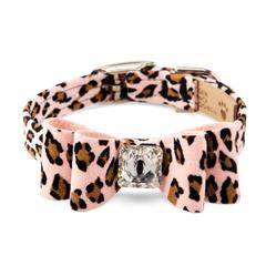 PINK CHEETAH COUTURE BIG BOW DOG COLLAR, Collars - Bones Bizzness
