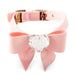 PUPPY PINK TAIL BOW HEART SWAROVSKI DOG COLLAR, Collars - Bones Bizzness
