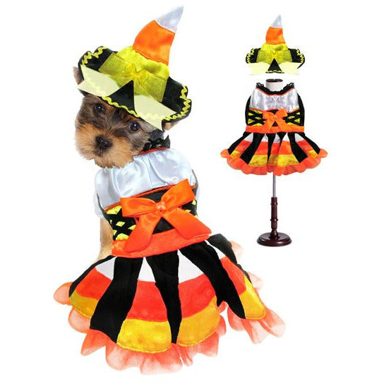 CANDY CORN WITCH DOG COSTUME, Costume - Bones Bizzness