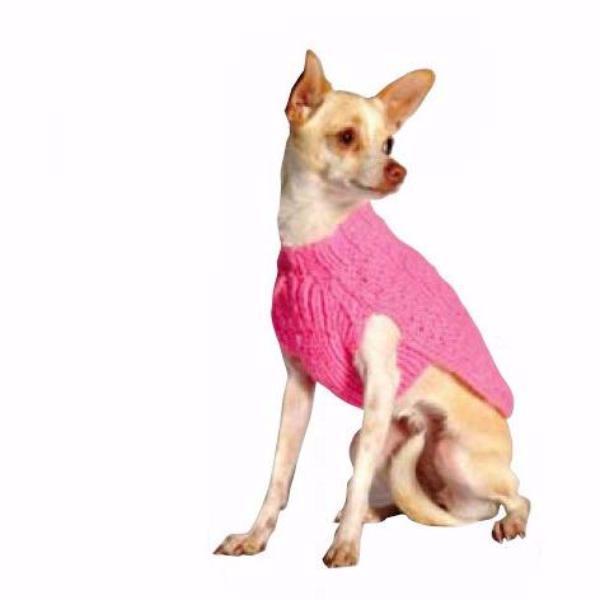 HOT PINK CABLE KNIT DOG SWEATER - Bones Bizzness