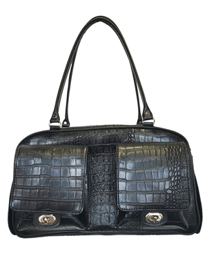 BLACK CROCO MARLEE DOG CARRIER, Carriers - Bones Bizzness