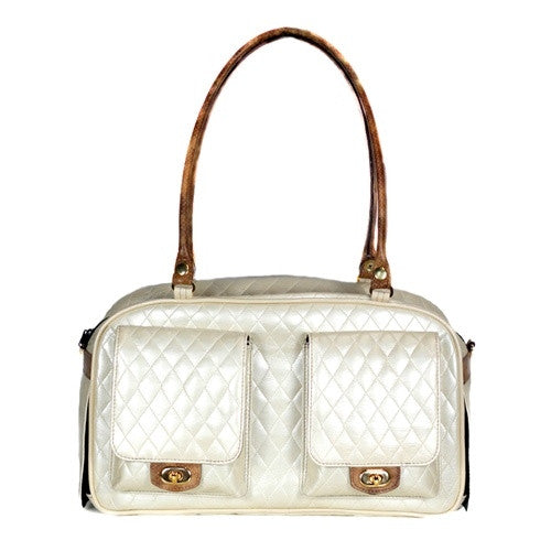 QUILTED MARLEE DOG BAG - IVORY, Carriers - Bones Bizzness