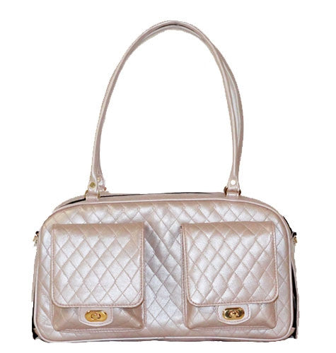 QUILTED MARLEE DOG BAG - PINK, Carriers - Bones Bizzness