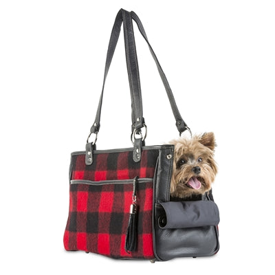 RED BUFFALO PLAID DOG TOTE CARRIER