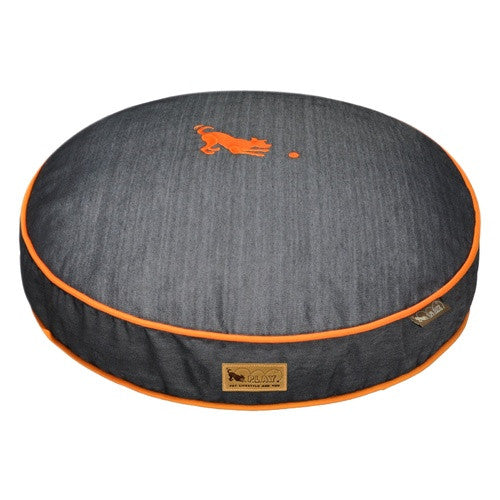 URBAN DENIM DOG BED w/ ORANGE TRIM, Beds - Bones Bizzness