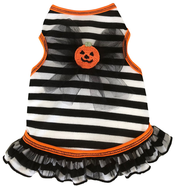 PUMPKIN STRIPED DOG DRESS