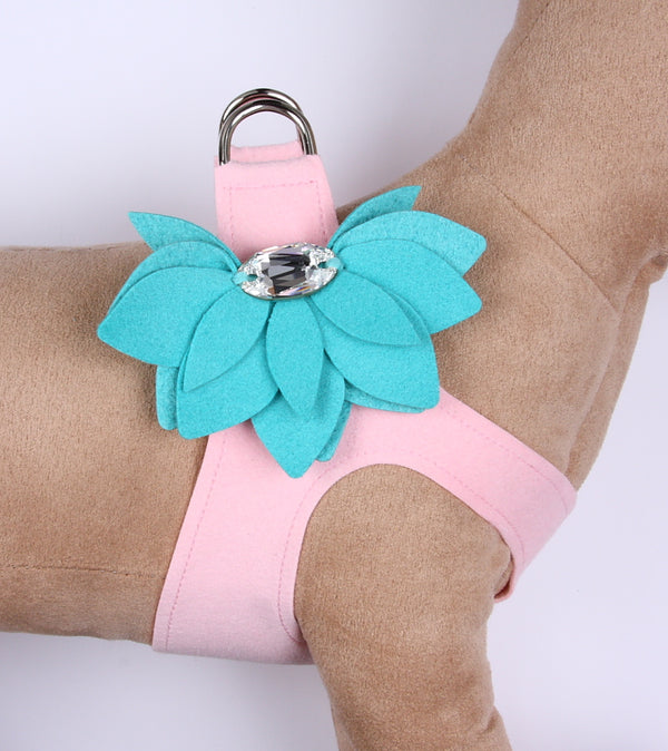 WATER LILY CRYSTAL STEP-IN DOG HARNESS - PUPPY PINK & BIMINI BLUE, Harness - Bones Bizzness