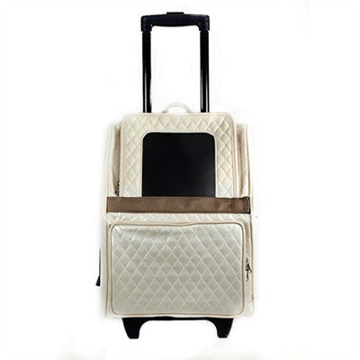 RIO BAG ON WHEELS 3-IN-1 DOG CARRIER - IVORY QUILTED, Carriers - Bones Bizzness