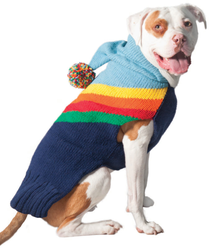 RAINBOW HOODIE WOOL DOG SWEATER