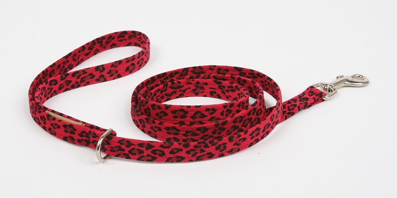 RED CHEETAH COUTURE DOG LEASH, Leash - Bones Bizzness