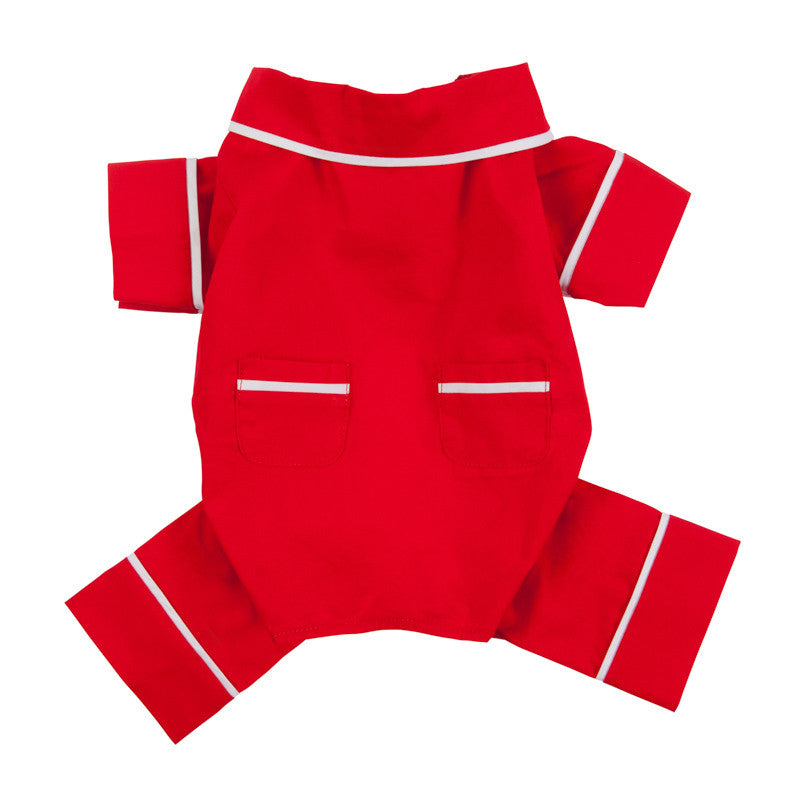 RED POPLIN THERMAL DOG PAJAMAS, PAJAMAS - Bones Bizzness