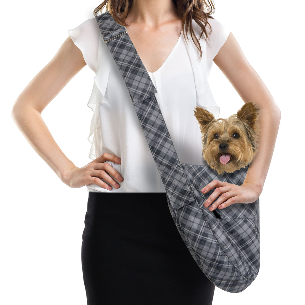 SCOTTY CHARCOAL PLAID CUDDLE DOG CARRIER, Carriers - Bones Bizzness