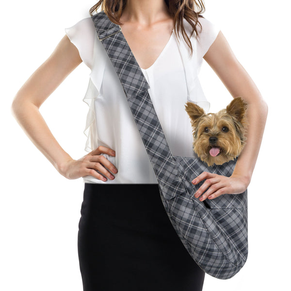 SCOTTY CHARCOAL PLAID CUDDLE DOG CARRIER, Carriers - Bones Bizzness