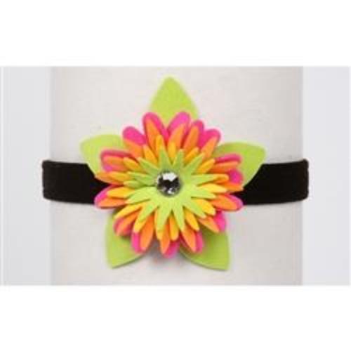 ISLAND FLOWER CRYSTAL DOG COLLAR 1/2" - BLACK, Collars - Bones Bizzness