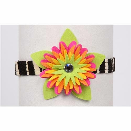 ISLAND FLOWER CRYSTAL DOG COLLAR 1/2" - ZEBRA, Collars - Bones Bizzness