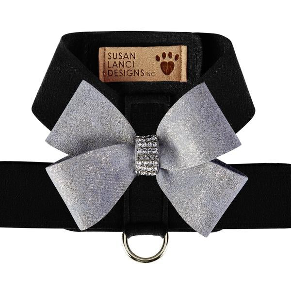 BLACK TINKIE HARNESS W/PLATINUM GLITZERATI NOUVEAU BOW