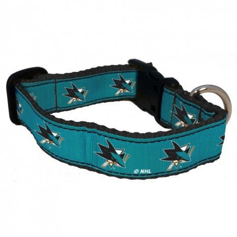 SAN JOSE SHARKS DOG COLLAR- RIBBON, NHL - Bones Bizzness