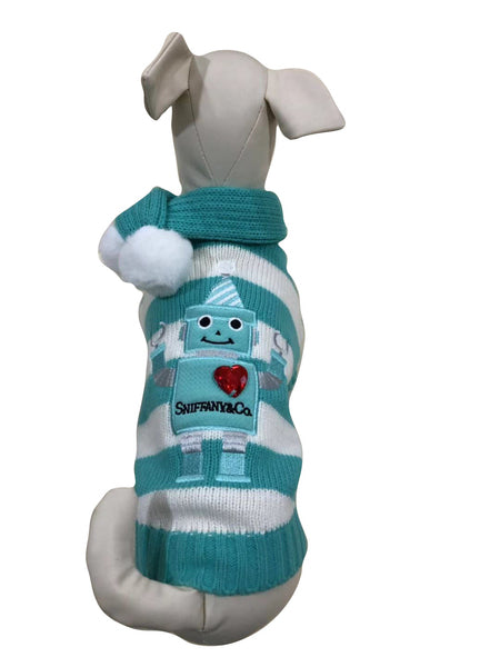SNIFFANY ROBOT SWEATER WITH POMPOM SCARF