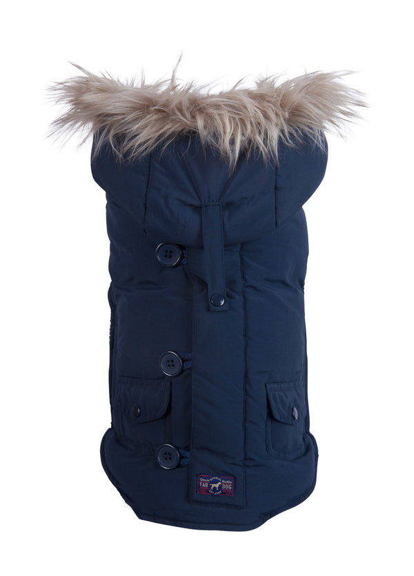 SNORKEL DOG JACKET NAVY WITH FAUX FUR, Coats - Bones Bizzness