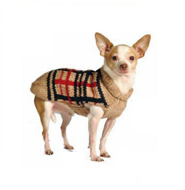 TAN PLAID DOG SWEATER, Sweaters - Bones Bizzness