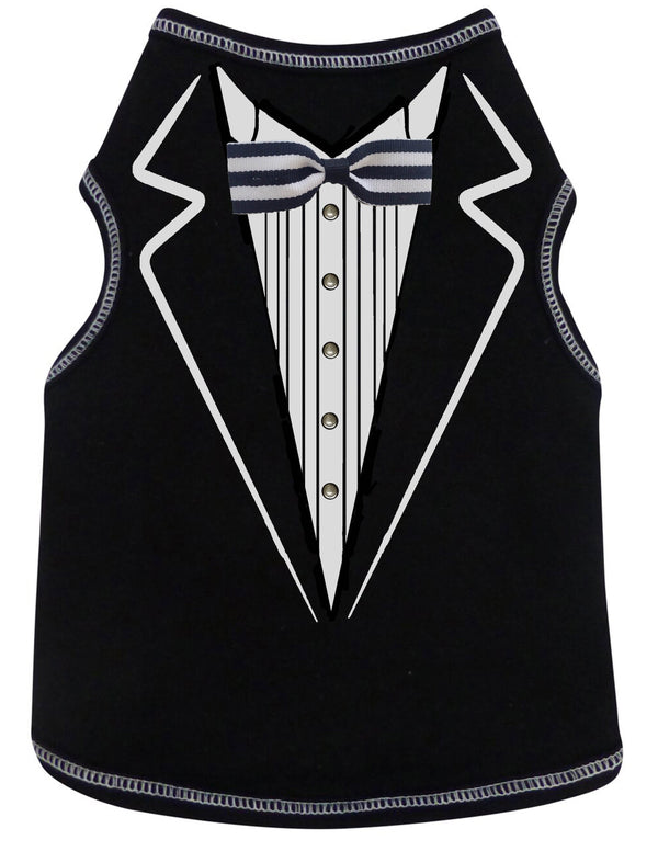 TUXEDO DOG TANK WITH PEARLS & BOW TIE, Shirts Tanks & Tees - Bones Bizzness