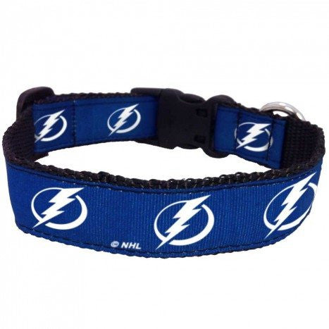 TAMPA BAY LIGHTNING DOG COLLAR- RIBBON, NHL - Bones Bizzness