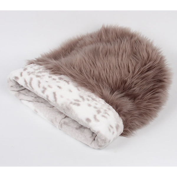 CUDDLE CUP DOG BED -TAUPE WITH PLATINUM SNOW LEOPARD, Beds - Bones Bizzness