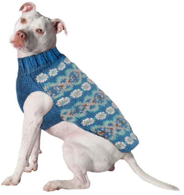 TEAL ALPACA FAIRISLE DOG SWEATER, Sweaters - Bones Bizzness