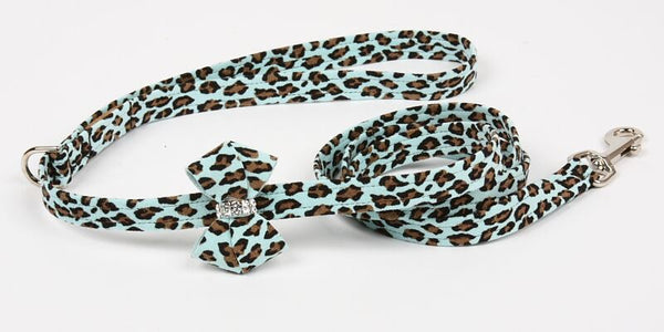 TIFFI CHEETAH COUTURE NOUVEAU BOW DOG LEASH, Leash - Bones Bizzness