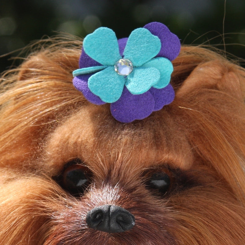 VIOLET TINKIES SWAROVSKI TWO-TONE DOG HAIR BOW, HAIR BOW - Bones Bizzness