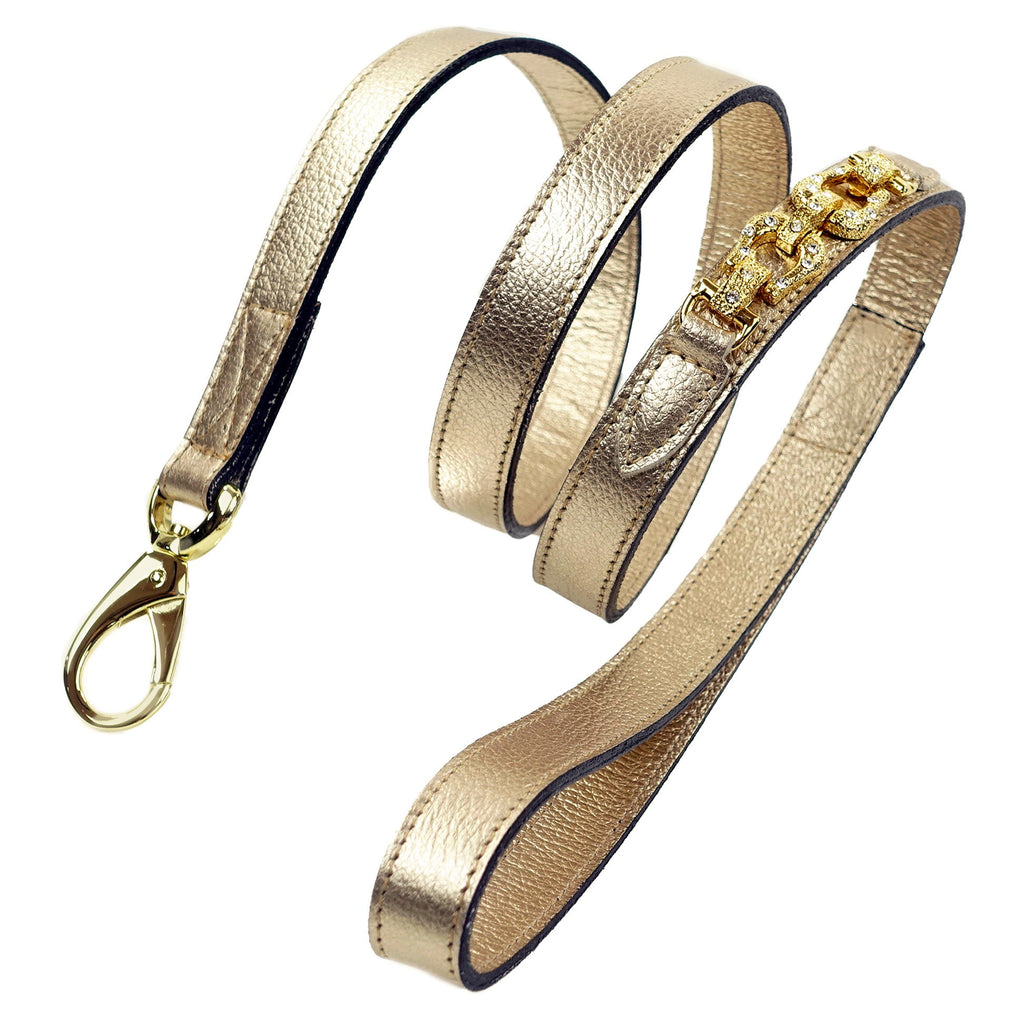 AFTER EIGHT METALLIC GOLD DOG LEAD, Leash - Bones Bizzness