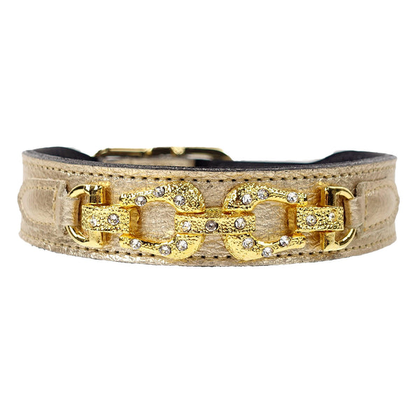 AFTER EIGHT METALLIC GOLD DOG COLLAR, Collars - Bones Bizzness