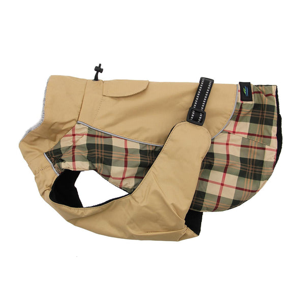 ALPINE ALL WEATHER DOG COAT BEIGE PLAID, Coats - Bones Bizzness